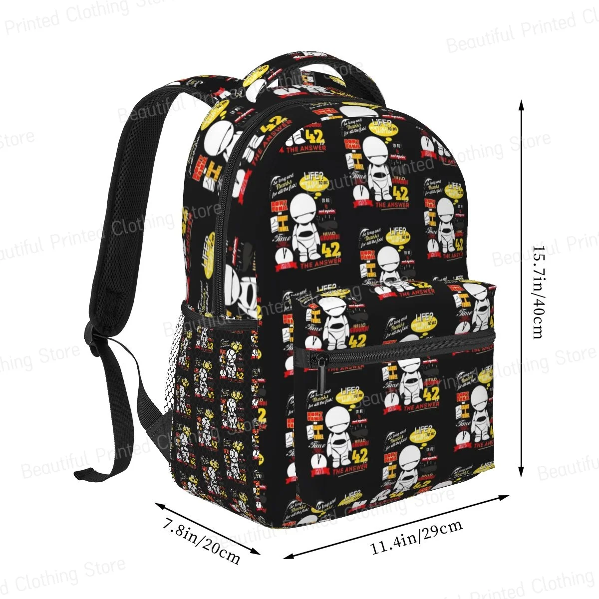 Marvin Versatile Backpack Boys Girls Bookbag Hitchhikers Guide To The Galaxy 1 Teenage school bag Daily portable bag