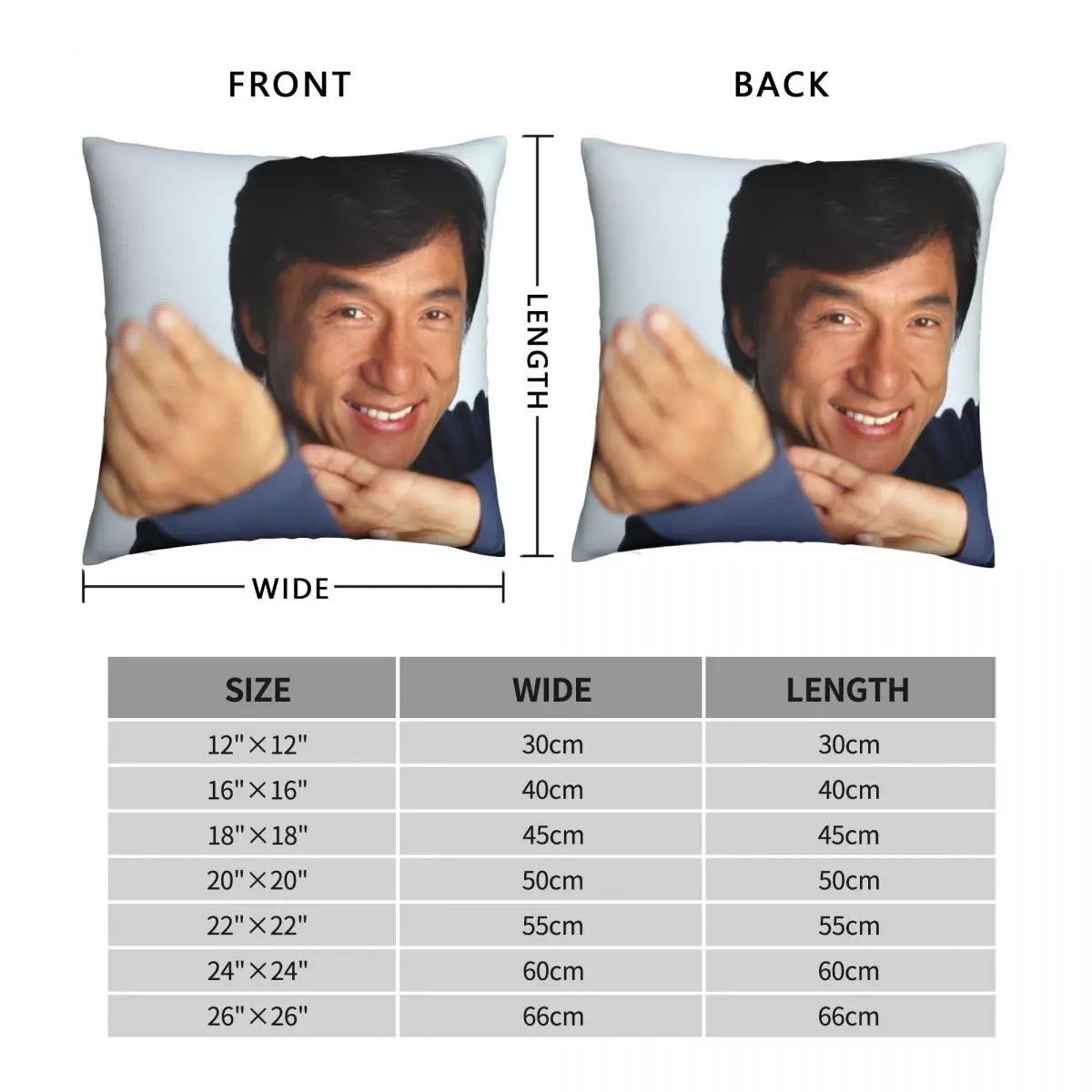 Jackie Chan Is A Happy Guy Square Pillowcase Polyester Linen Velvet Pattern Zip Decorative Home Cushion Cover