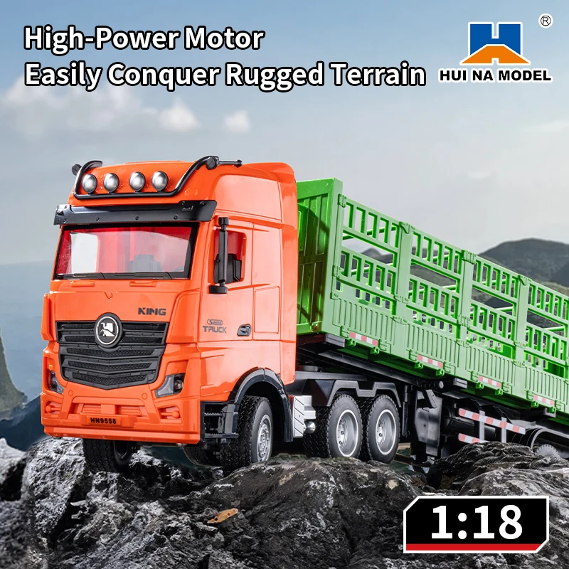 

Huina 1312 1/18 semi alloy 9CH 2.4Ghz RC simulation high rail truck sound and light 312 remote control engineering car boy toy