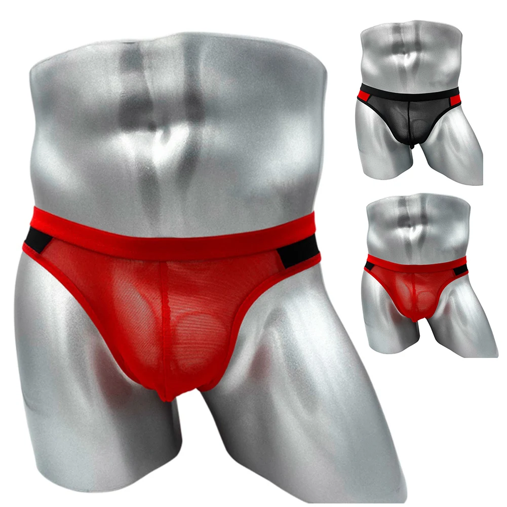 

Sexy Lingerie Mesh Pouch Style Suitable Season Briefs Low Rise Mens Lingerie Thong Underwear Briefs Item Condition
