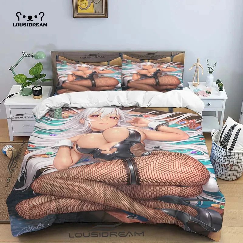 

Sexy Anime Kawaii Girl Sex Art Hentai Bikini King Twin Double Boys Bedding Set Microfiber or Polyester Duvet Cover Set