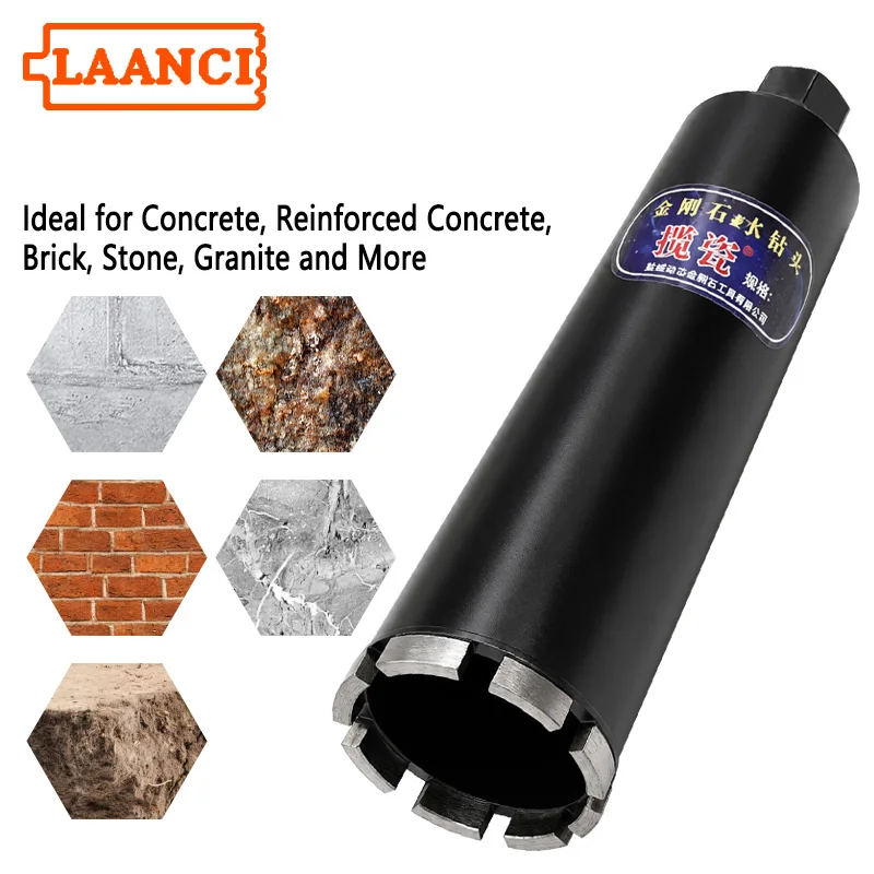 Broca de diamante con soldadura láser LAANCI para hormigón armado – Diámetro 25-254 mm, 400 mm de longitud total, conexión roscada M22