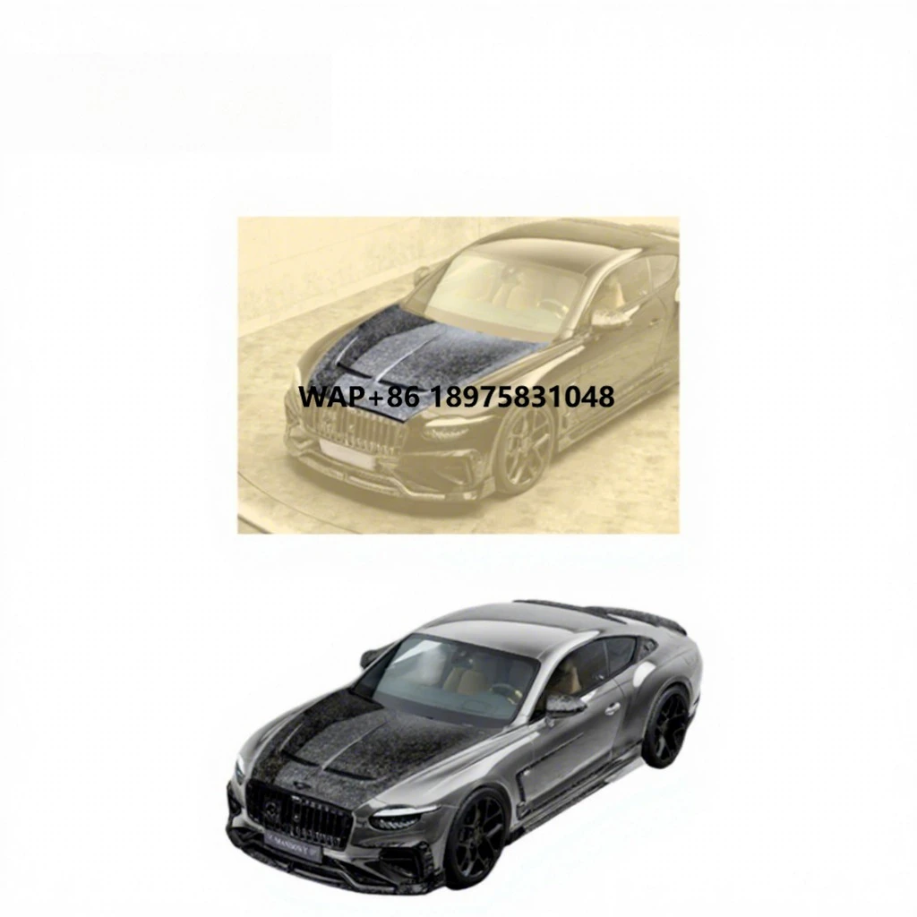 17carbon New 3K Twill Glossy Carbon Fiber Front Engine Bonnet Bolt-On with Clips for Continental GT/GTC 2025