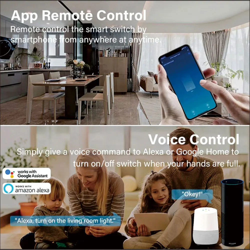 16A Tuya Wifi Smart Switch Supporte 2-way Control Timer Wireless Switch Smart Home Automation Works With Smart Life Alexa Google