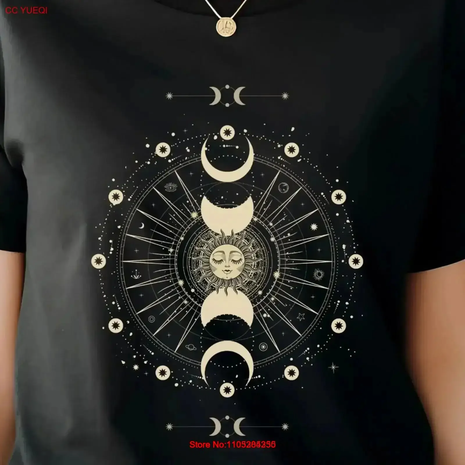 Mystic Sun Spiritual T shirt Celestial Aesthetic dreamy night top esoteric Ladies astrology tarot Cottagecore Heavy Cotton