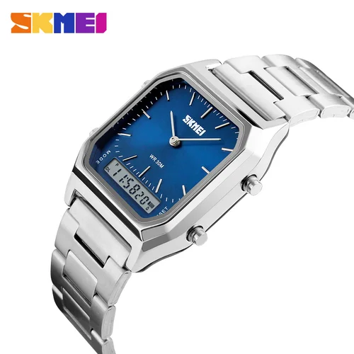 Relojes de pulsera SKMEI 1220 de cuarzo, reloj masculino informal a la moda, cronógrafo deportivo Digital de doble horario para hombre, resistente al agua 3bar