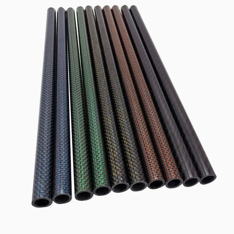 High Strength Carbon Fiber Customizable Factory Made Product  Multicolored Carbon Fiber Checkered Pipe