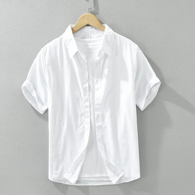 

Mens Breathable Cotton Linen Short Sleeve Shirt Turn-down Collar Shirts for Men Cosas Baratas Con Envío Gratis TS-789