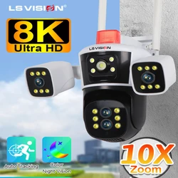 LS VISION 8K16MP WiFi Camera Outdoor Three Lens Three Screen PTZ CCTV Waterproof Video Surveillance CCTV