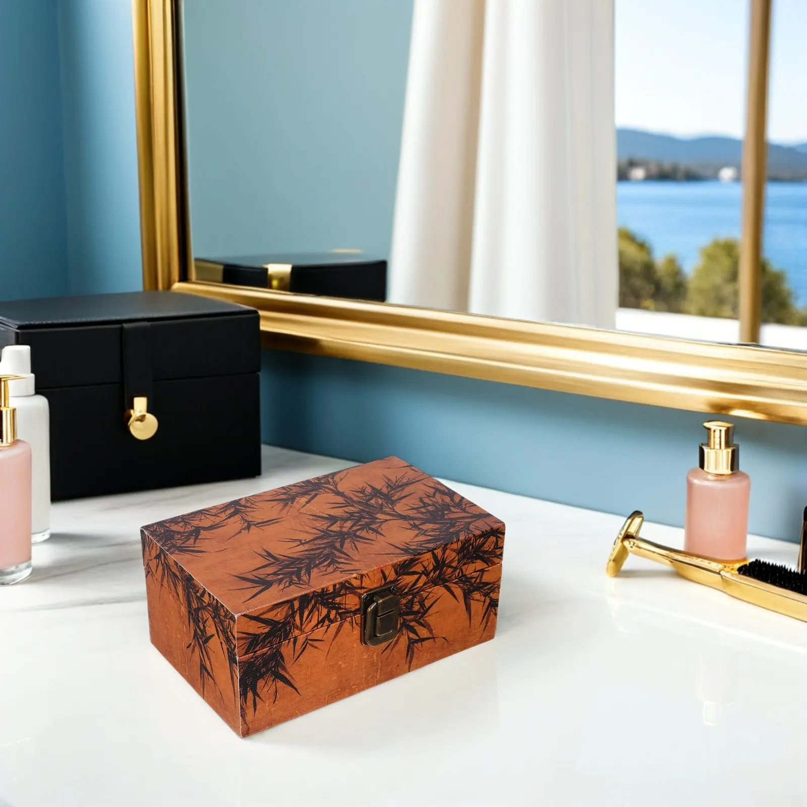 

Винтажная шкатулка для украшений из массива дерева, ретро-сундук для хранения колец и браслетов, органайзер для рабочего стола