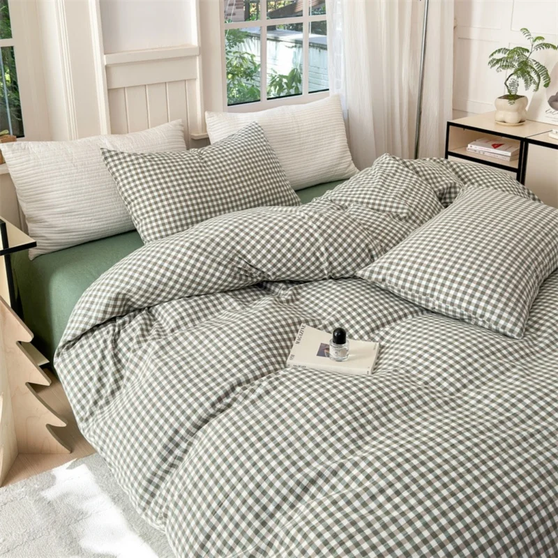 Set de couverture en carreaux verts Le choix idéal pour une chambre chaleureuse et stylée