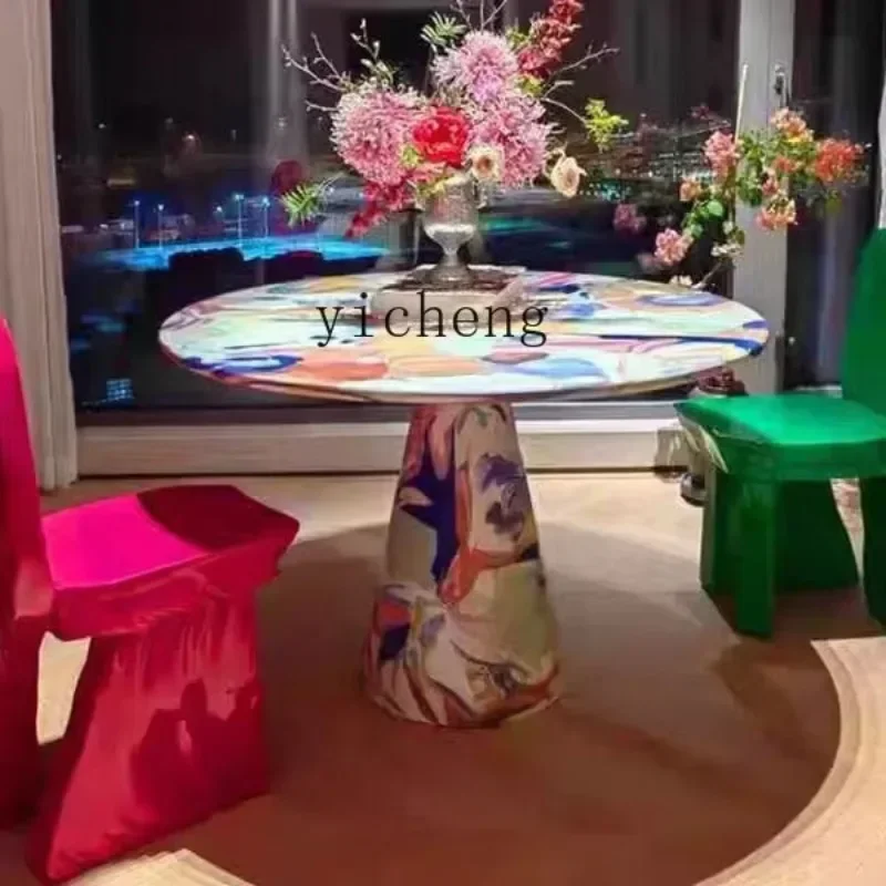 Dining Table Fiberglass Leisure Table Melting Furnace Oil Painting Creative Graffiti Table