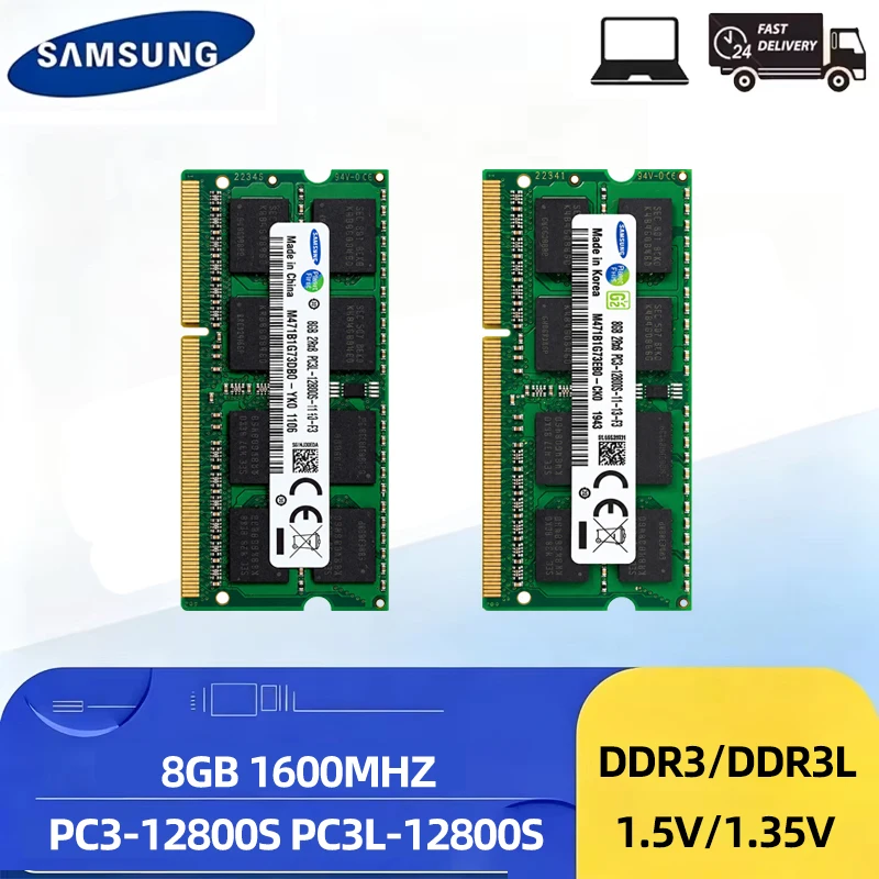 SAMSUNG Memória Laptop RAM DDR3L DDR3 8GB 1600MHz SO-DIMM PC3L-12800 PC3-12800 DDR3 For HP DELL ThinkPad Acer