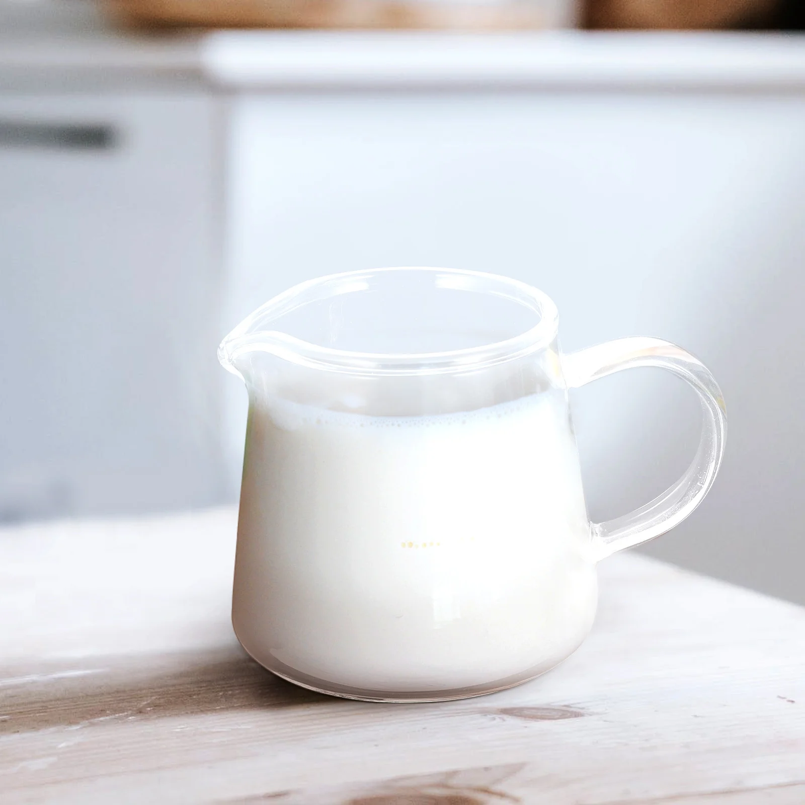 

2Pcs Glass Milk Cups Smooth Surface Easy Clean Multi Functional Milk Jug for Coffee Sauce Honey Kitchen Utensils