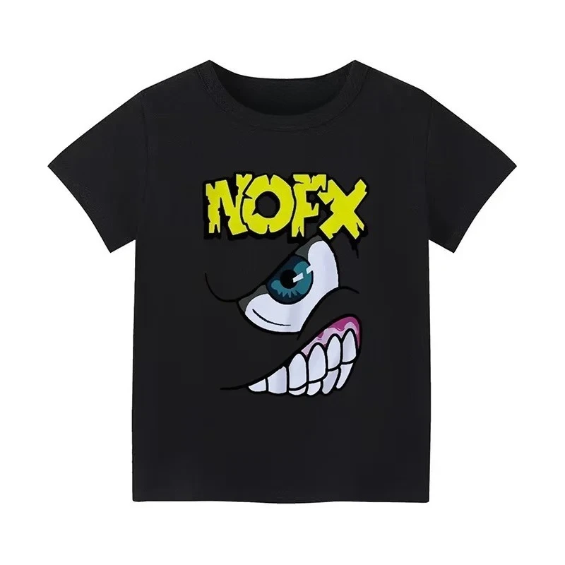 

Топы, одежда Nofx, мужские футболки с принтом панк-рок-группы, уличная одежда для мальчиков и девочек, повседневные модные детские футболки большого размера с короткими рукавами