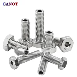 Hollow Screw 304 Stainless Steel Special Outer Hexagonal Bolt Mask Machine Threading Through Hole Screw M4M5M6M8M10M12M14M16M20.