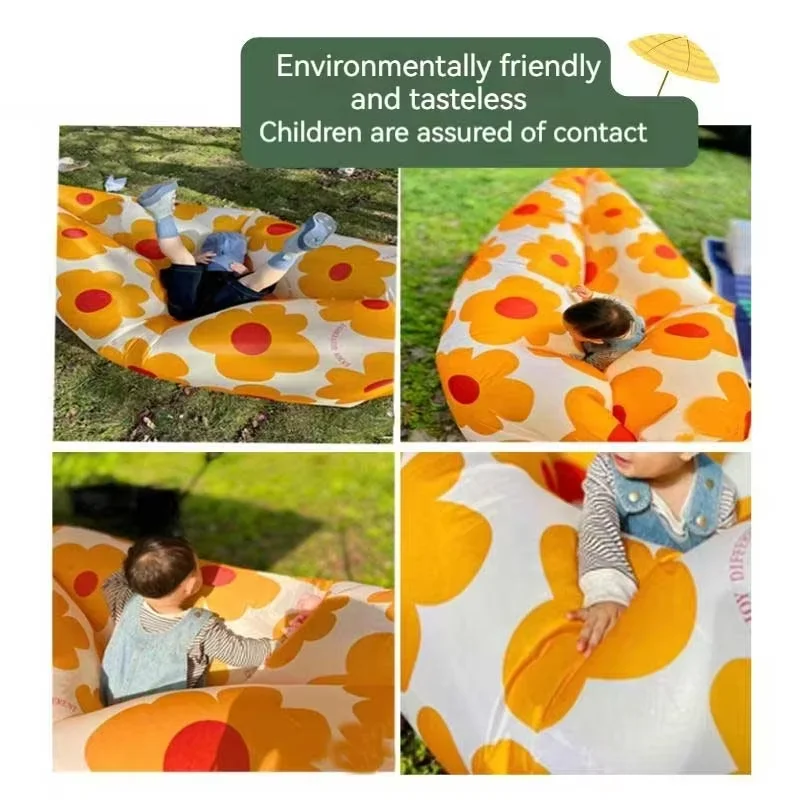 New Sunflower Lazy Inflatable Sofa Outdoor Beach Lazy Sleeping Bag Inflatable Bed Portable Air Sofa Portable camping activities image 3