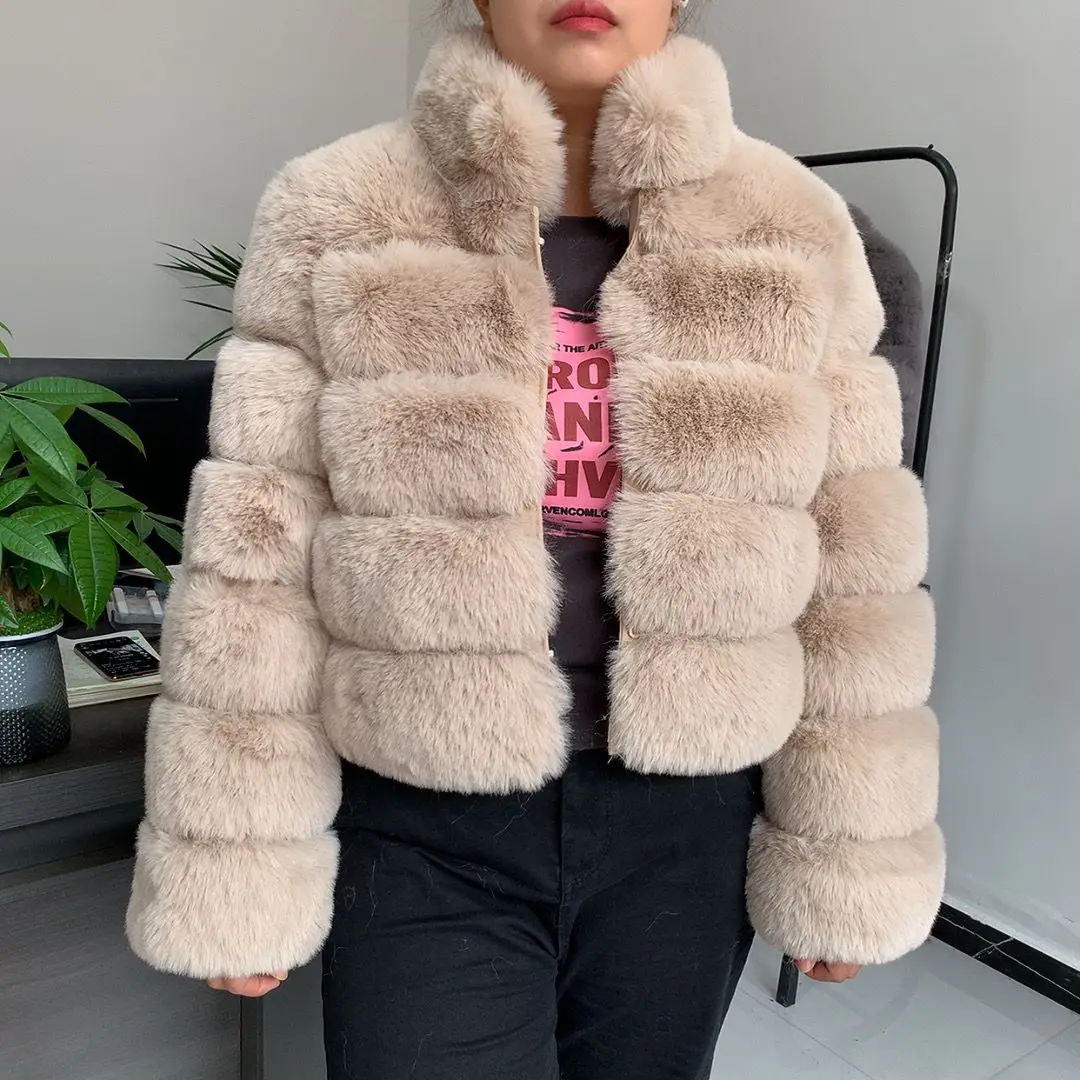 2024 new Faux Fur coat women\'s winter fashion stand collar artificial fur jacket high-quality warm jacket Faux fur jacket women