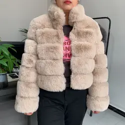 2024 new Faux Fur coat women's winter fashion stand collar artificial fur jacket high-quality warm jacket Faux fur jacket women