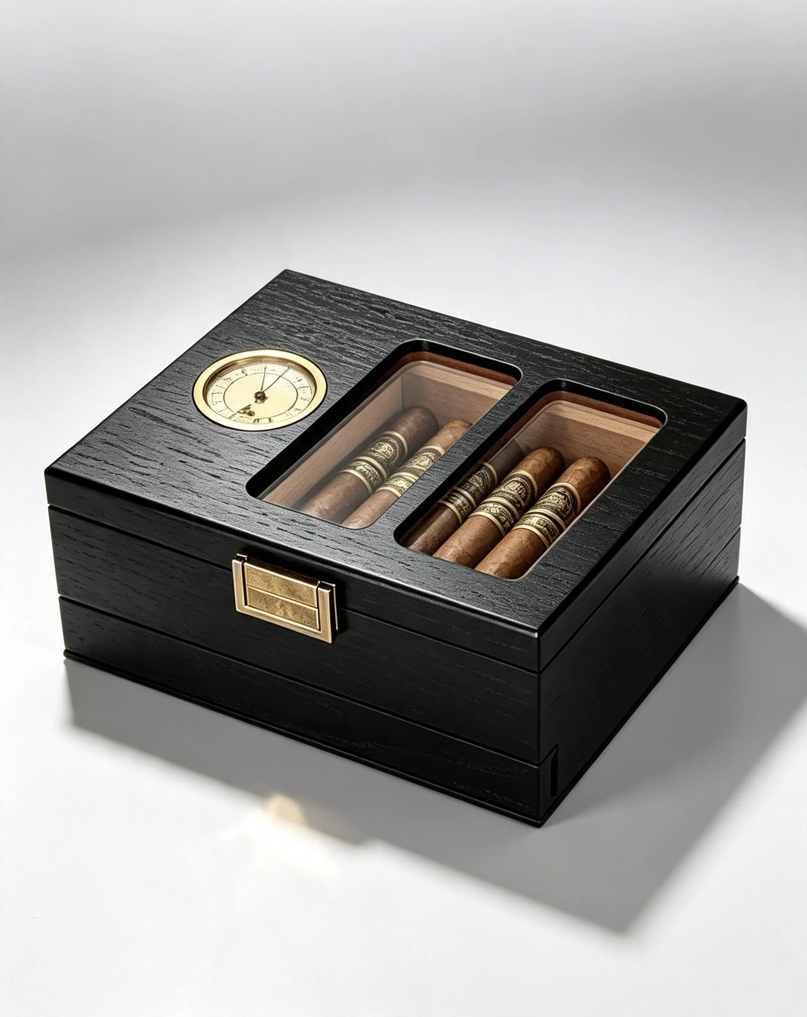 Glass Topped Cedar Cigar Box With Sealed Drawers And A Large Capacity Storage Box, Perfect For Men's Gifts.
