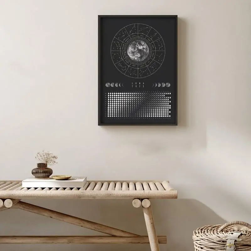 Moon Calendar 2023 Hangable Light Lunar Calendar Celestial Calendar Wall Poster Moon Tracker Wall Art for Moon Lover Gifts