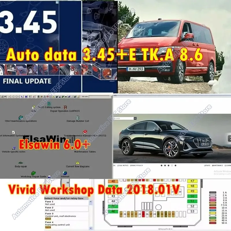 Auto Data 3.45 H-aynes Pro Vivid Workshop Data Auto Repair Software ETk a 8.6 ELSAWIN 6.0 Group Vehicle Electronic Parts Catalog