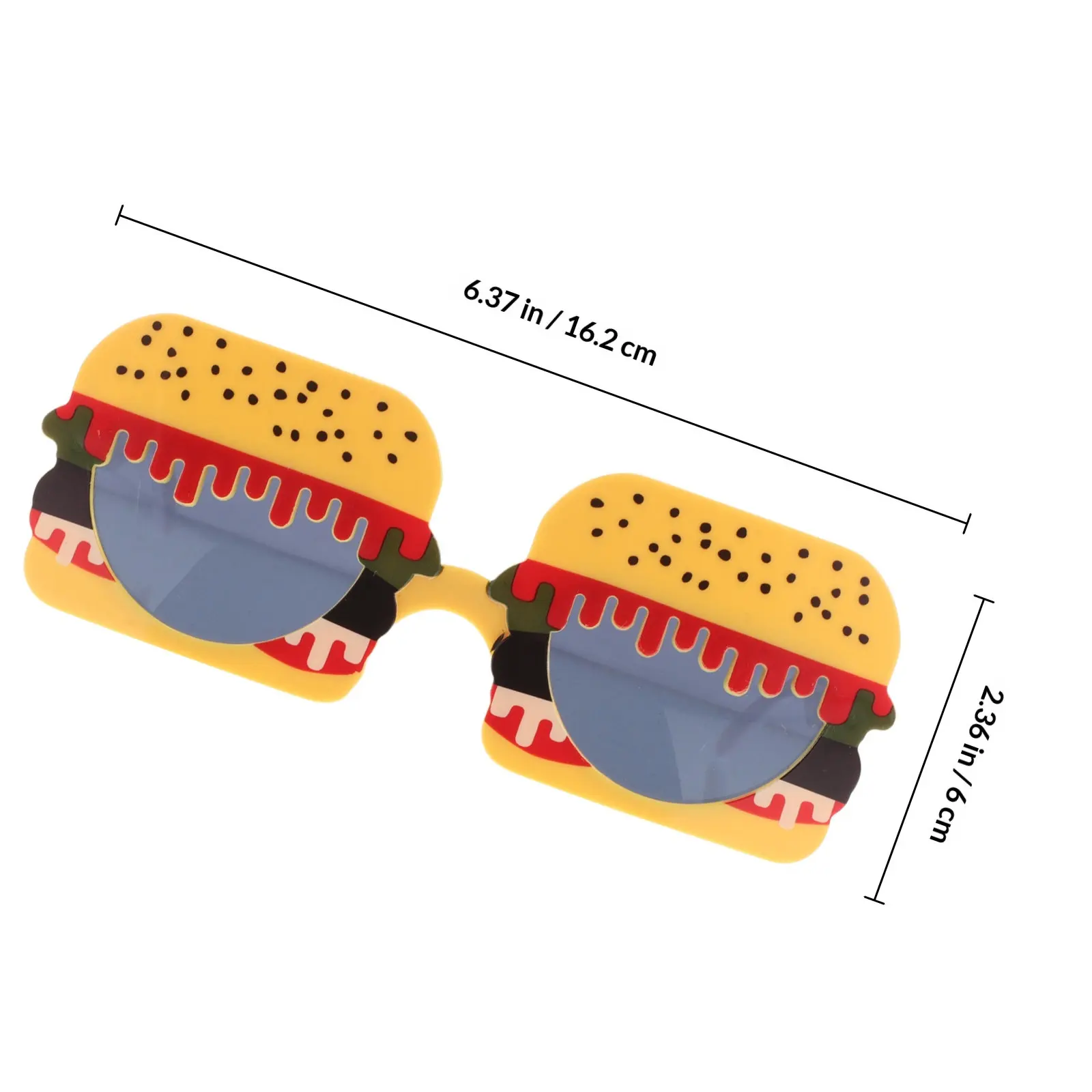 2Pcs Burger Design Silly Sunglasses Funky Masquerade Party Eyewear for Wedding Tropical Beach Photo Props Fancy Dress Halloween