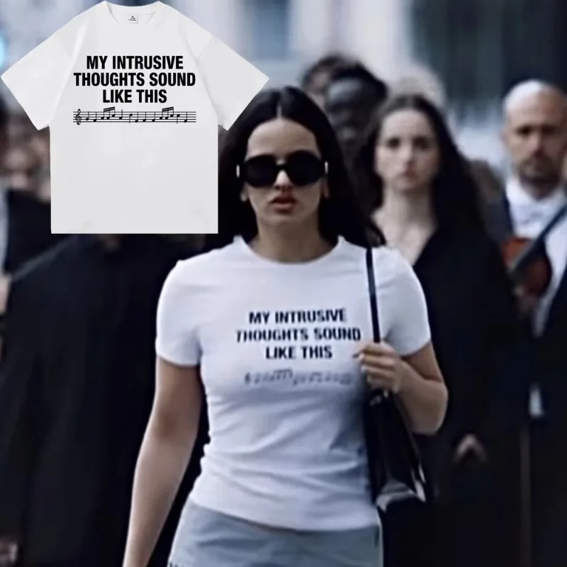 Brief Drucken Meine Intrusive Gedanken Klang Wie Dieses T Shirt Mode Frauen Hohe Qualität ROSAL soi Lux Berghain Baumwolle Tees Shirts