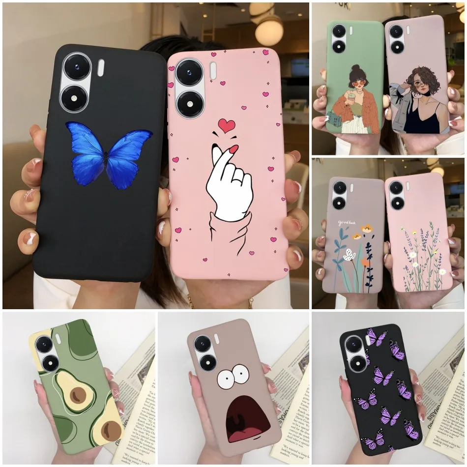 Phone Case For Vivo Y02S Case V2203 Bumper Soft Silicone Back Cover for Vivo Y16 Funda Butterfly Case for VivoY02S Y 02S Y 16