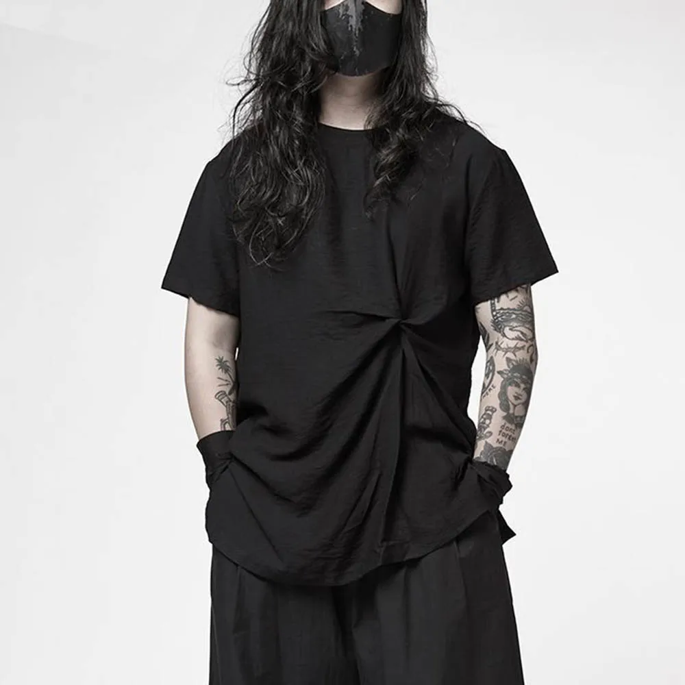 

Mens Summer T-Shirt Asymmetrical Vortex Casual T-Shirt Streetwear Y2k Fashion Dark Outdoor Short-Sleeved Top Men'S Clothing 2025