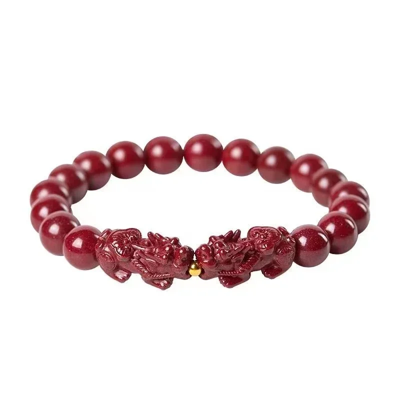 Natural Cinnabar Brave Bracelet High Content Purple Gold Sand Buddha Beads Buddhist Meditation Beads This Year of Life Jewelry