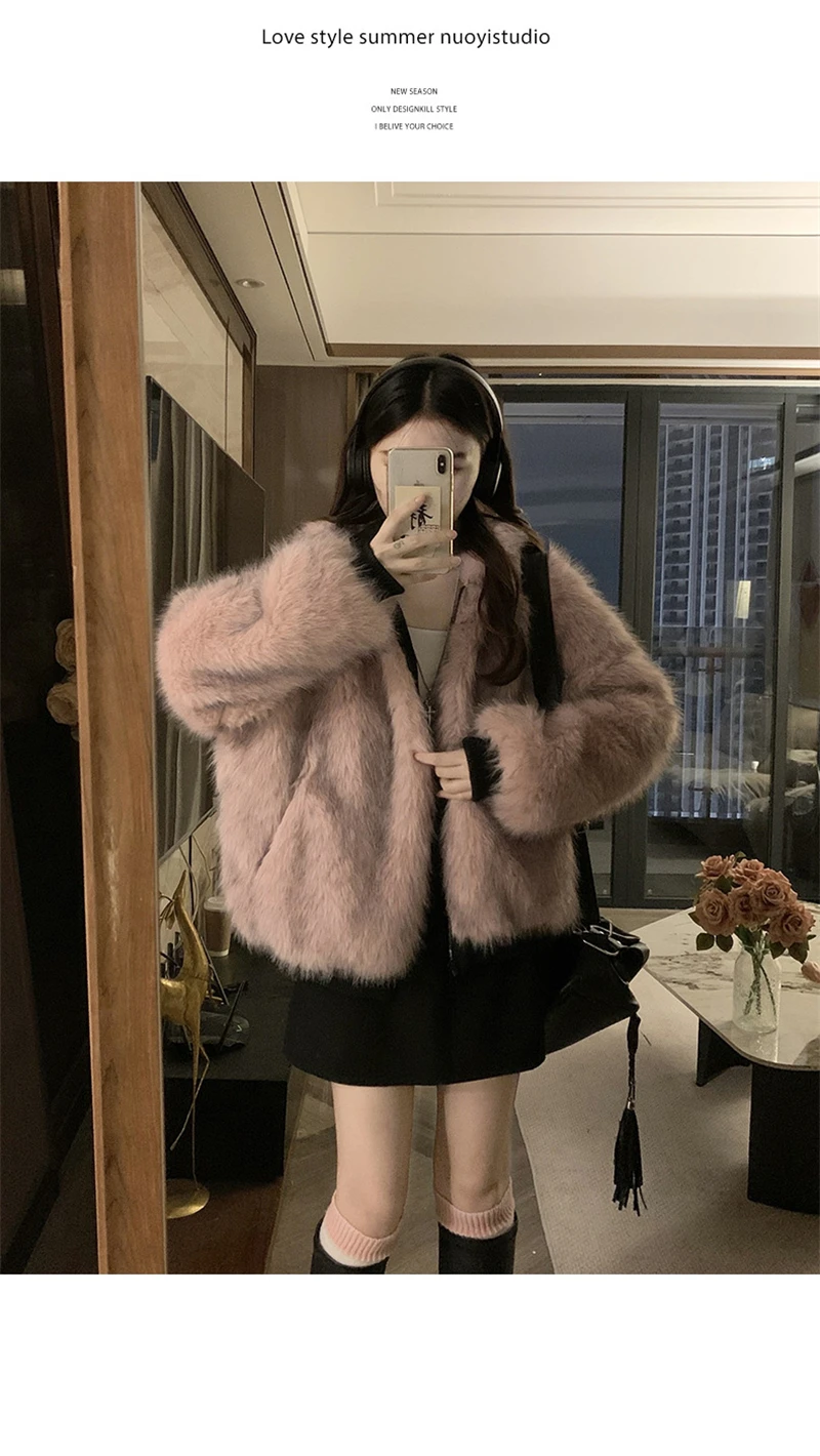 Two-sided Wear Imitation mink velvet Fur Hooded Cotton Padded Jacket Fashion New Winter Jackets Women's Short Loose Coats Trend 124 S192e6ab6d317441399892b852b8434faw