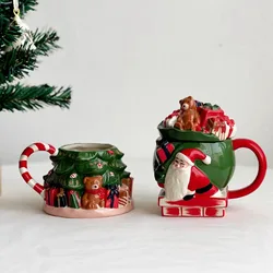 Nordic Hand-painted Christmas Trees Santa Claus Mug Ornaments Living Room Kitchen Water Cup Milk Cup Crafts Christmas Decoration