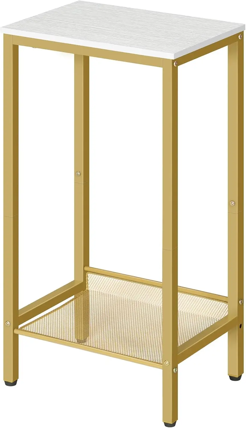 

Side Table, Industrial Tall End Table with Adjustable Mesh Shelf, Small Entryway Table