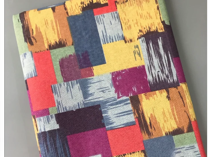 

Linen fabric Cotton and linen printed fabric Colorful squares Tablecloth Cushion Cover Curtain Background fabric 100-150CM