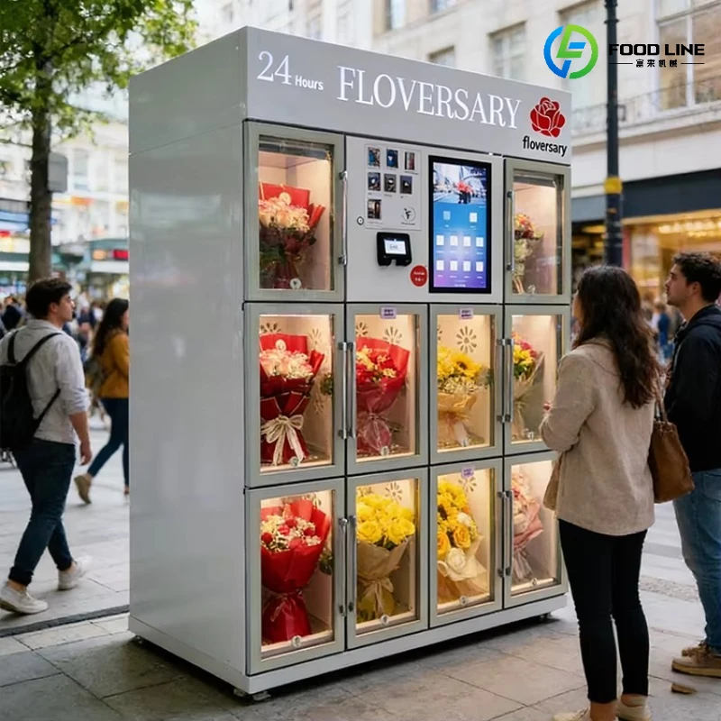 FL Custom 2026 New Flower Shop Fresh Floral Bouquet Refrigerator Touch Screen Credit Card Payment Flower Vending Machine