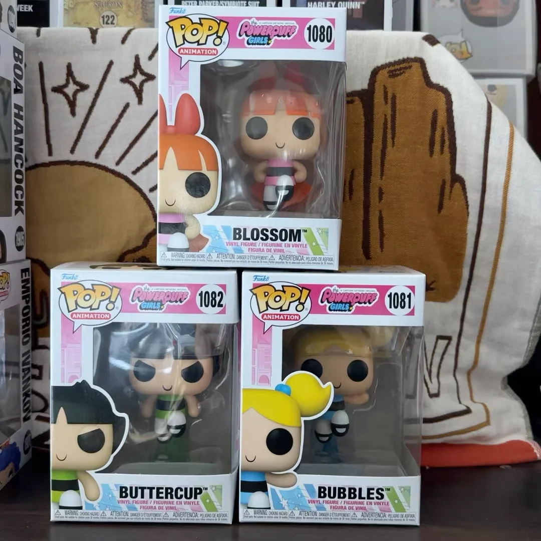 شخصيات الفتيات Powerpuff Blossom Bubbles Buttercup # 1080 1081 1082Funko Pop الفينيل الشكل تحصيل طبعة محدودة لعبة هدية
