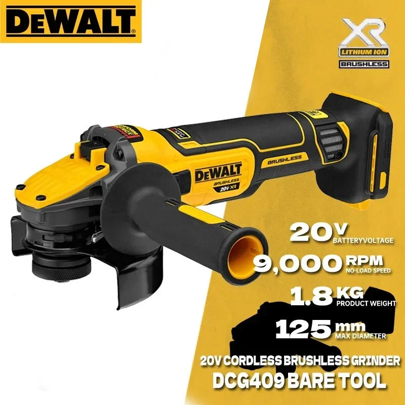 DEWALT DCG409 Cordless Angle Grinder 20V Brushless Motor Cutting Machine 9000RPM 125mm Cordless Portable Polisher Power Tool