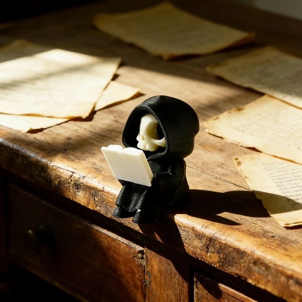 Desk Ornaments Cartoon Gothic Decoration 3D Printed Creative Cute Ghost Ornaments Funny Reading Pose Ghost Statues Gifts
