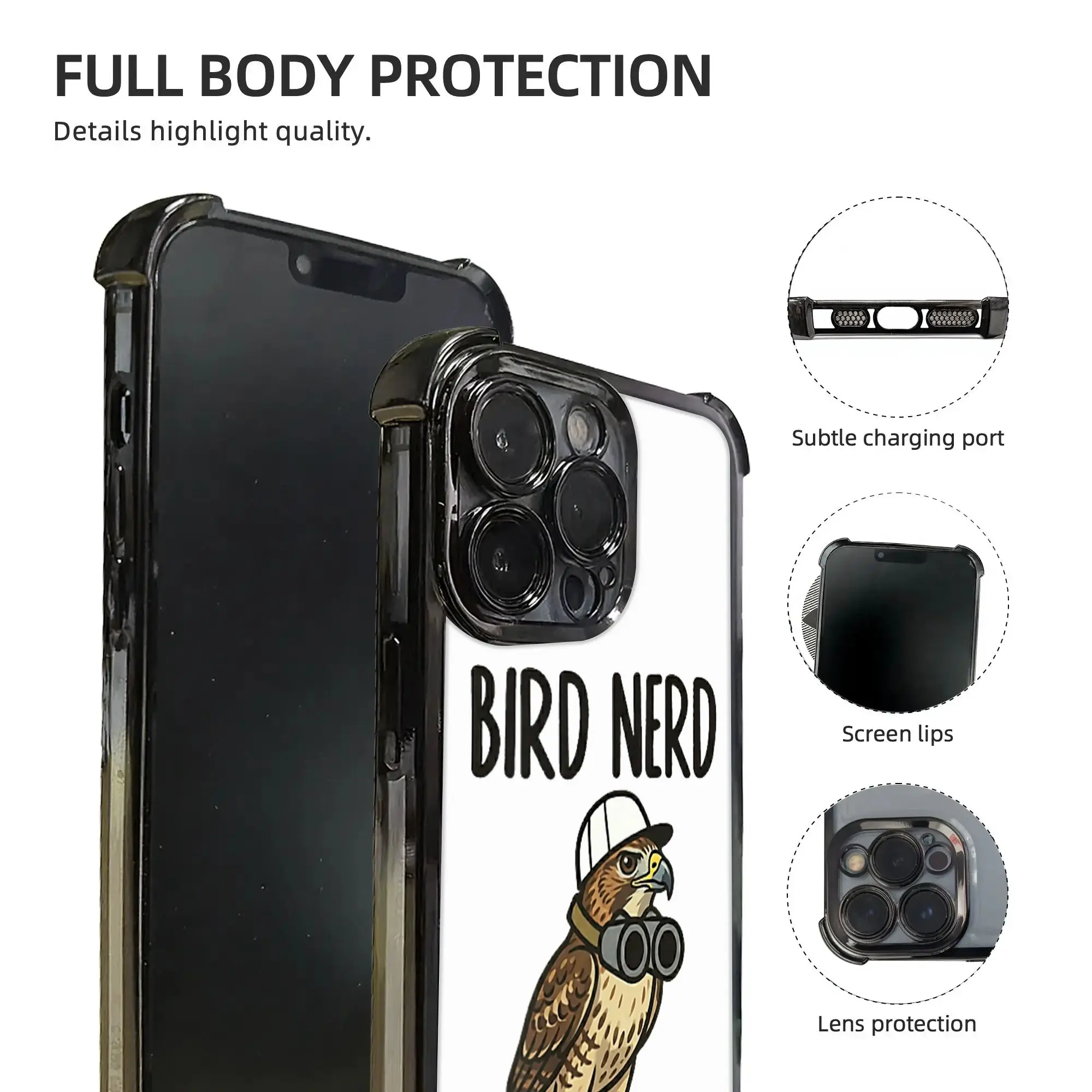 Funny Bird Nerd Watching Red Tailed Hawk Nature Art Phone Cover Electroplating Process phone case for iPhone Various Models view 2