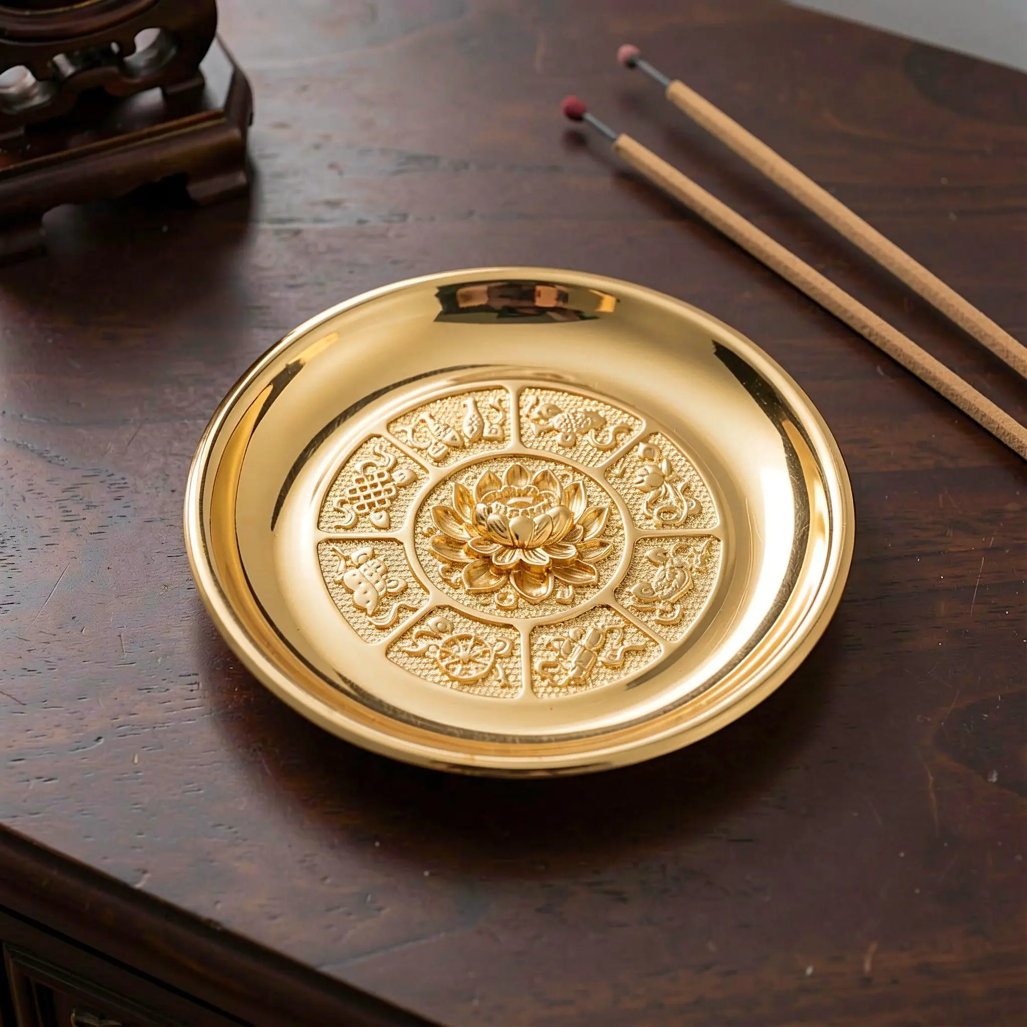 6/7 inch Buddhist Offering Plate Lotus Fruit Tray Special Water Basin Wealth God Buddha Worship Altar Decoration