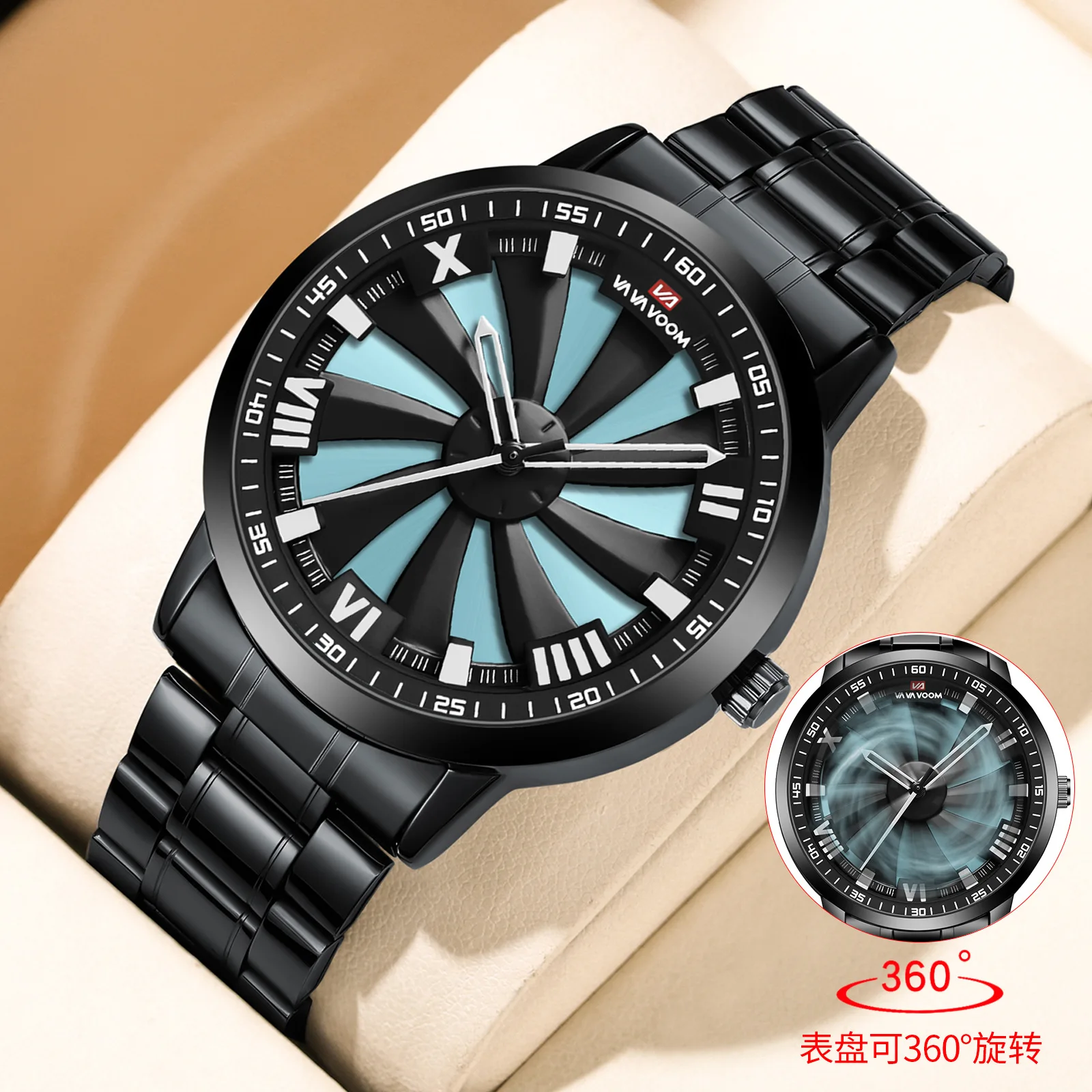 

Luxury Business Rotation Dial Men's Waterproof Watch Stainless Steel Fashion Quartz Wristwatch Relogio Masculino