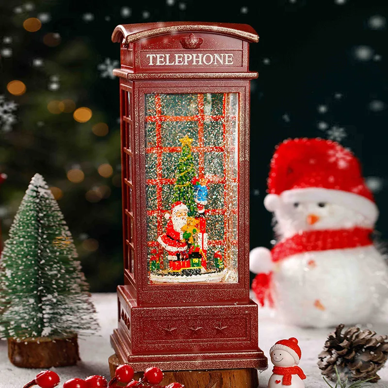 Christmas Carousel Old Man Tree Phone Booth Music Box Crystal Ball Octave Box Drifting Snow Children's Birthday New Year Gift