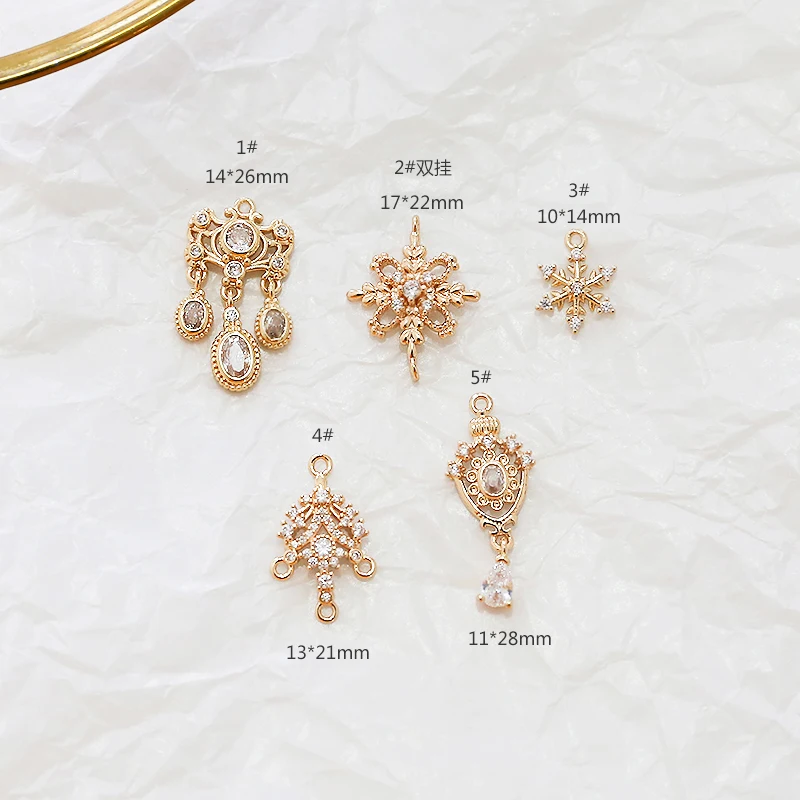 1pcs Encrusted Zircon Palace Style Color-preserving Pendant Snowflake Diy Handmade Jewelry Earrings Necklace Material Charms