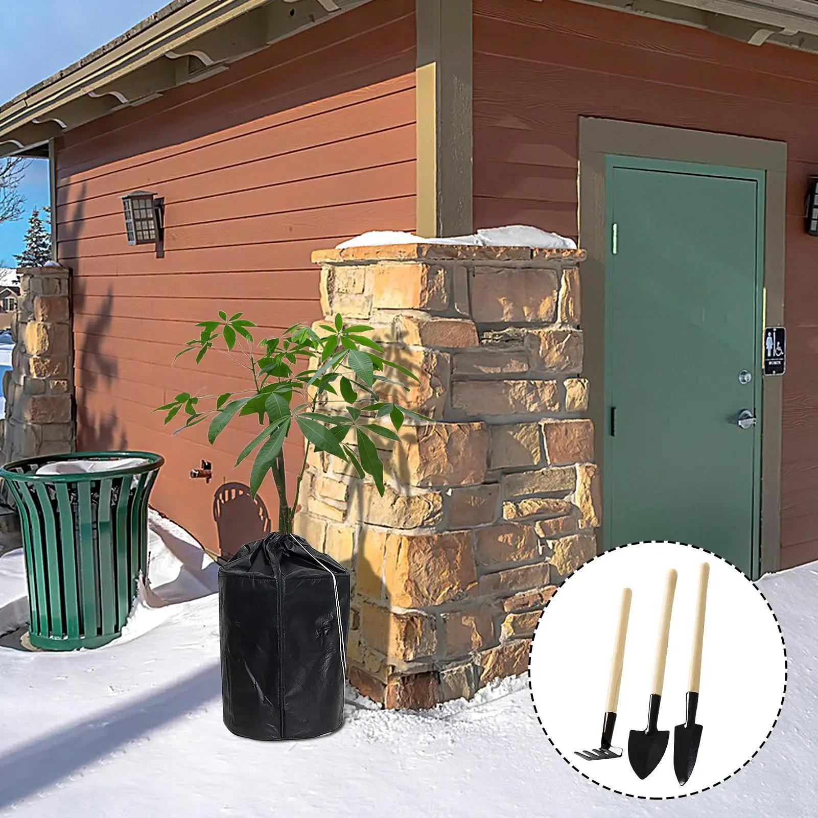 Plant Covers For Winter Insulation Bag With Drawstring Zipper Flower Pot Cover For Winter For Flowers Shrubs Outdoor Garden