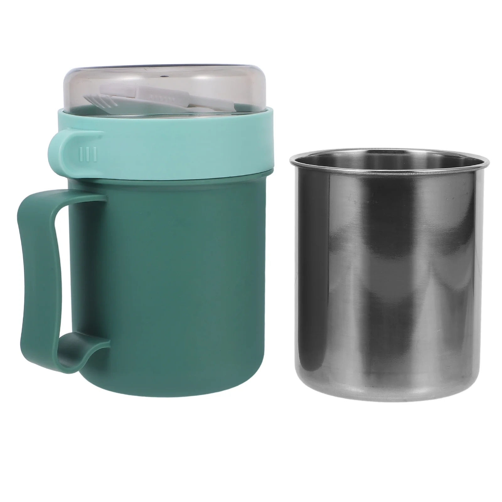 

Portable Oatmeal Breakfast Cup 450ml Mug Spoon Lid Microwave Heating Food Cup Office Outdoor Yogurt Holder Breakfast Cups