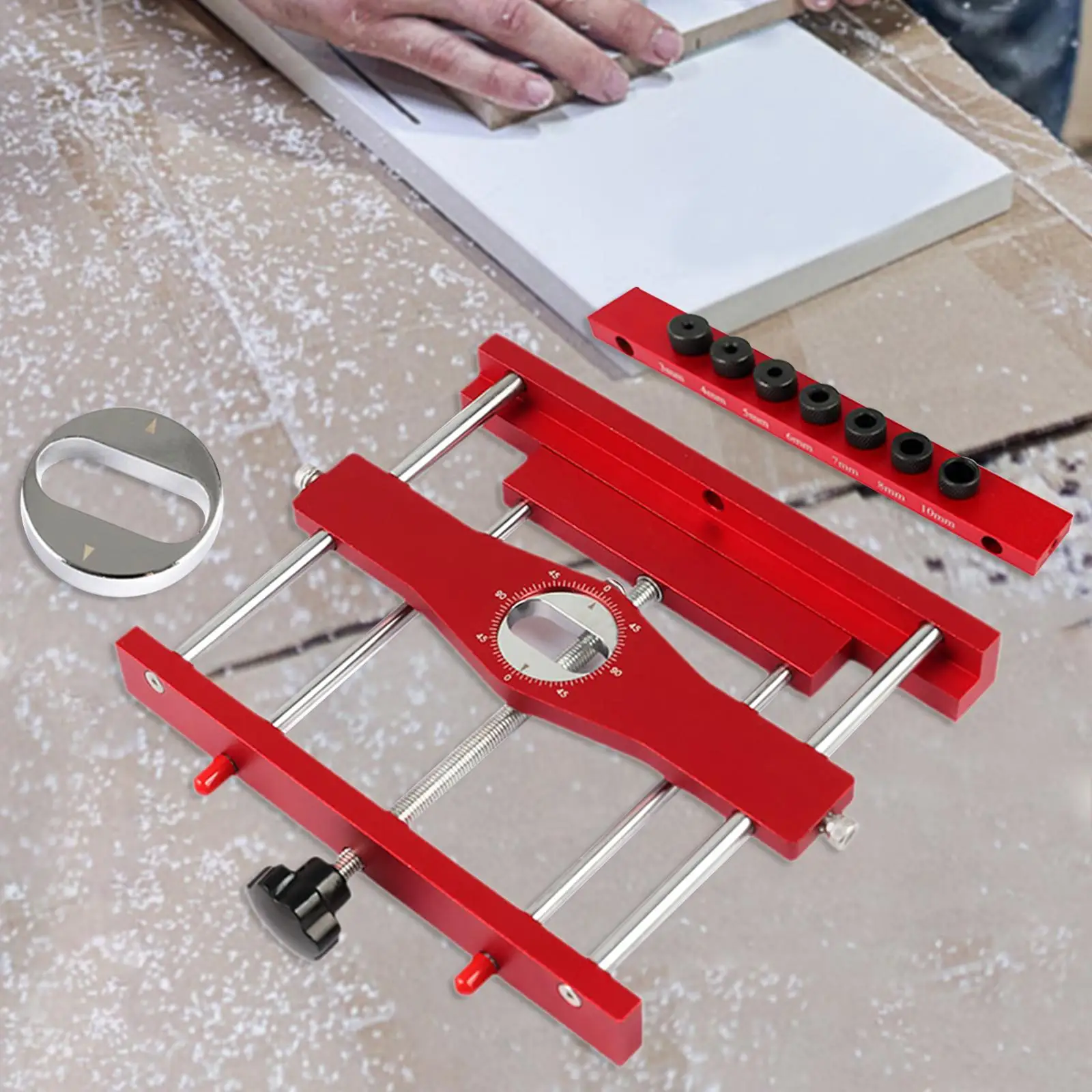 

2 in 1 Dowel Centering Gauge Drilling Jig Hardware DIY Adjustable Drill Guide