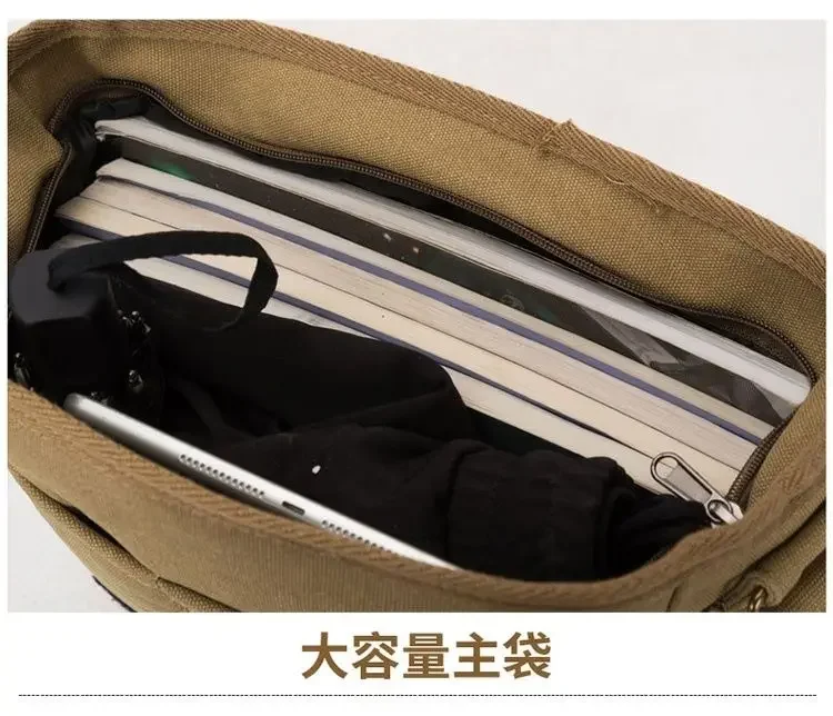 Canvas Shoulder Bag Men\'s Business Commute Large Capacity Carry-on Items Storage Carry Vintage Square Street Cross-body Bag  가방