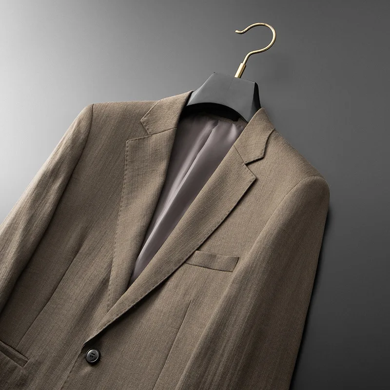 بدلة نابولي بريطانية للرجال للربيع والخريف، بدون بيرم، لون خالص، زفاف، أعمال، عمل، متعددة الاستخدامات، بسيطة، بدلة راقية