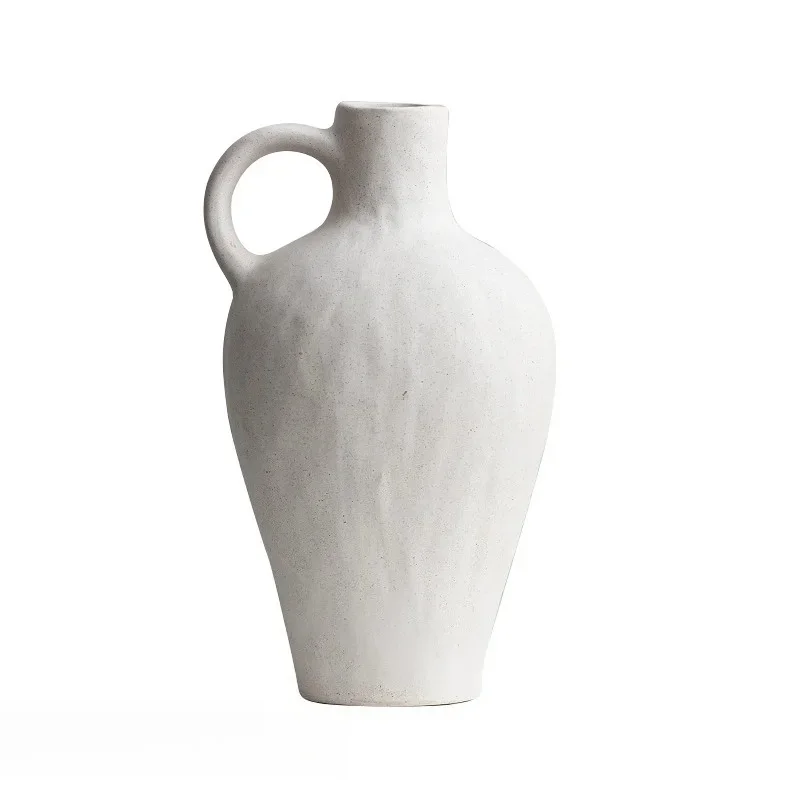 Ceramic Vase Matte Handmade Ceramic Crafts Flower Arrangement Hydroponics Accessories Vintage White Flower Vase Home Decor